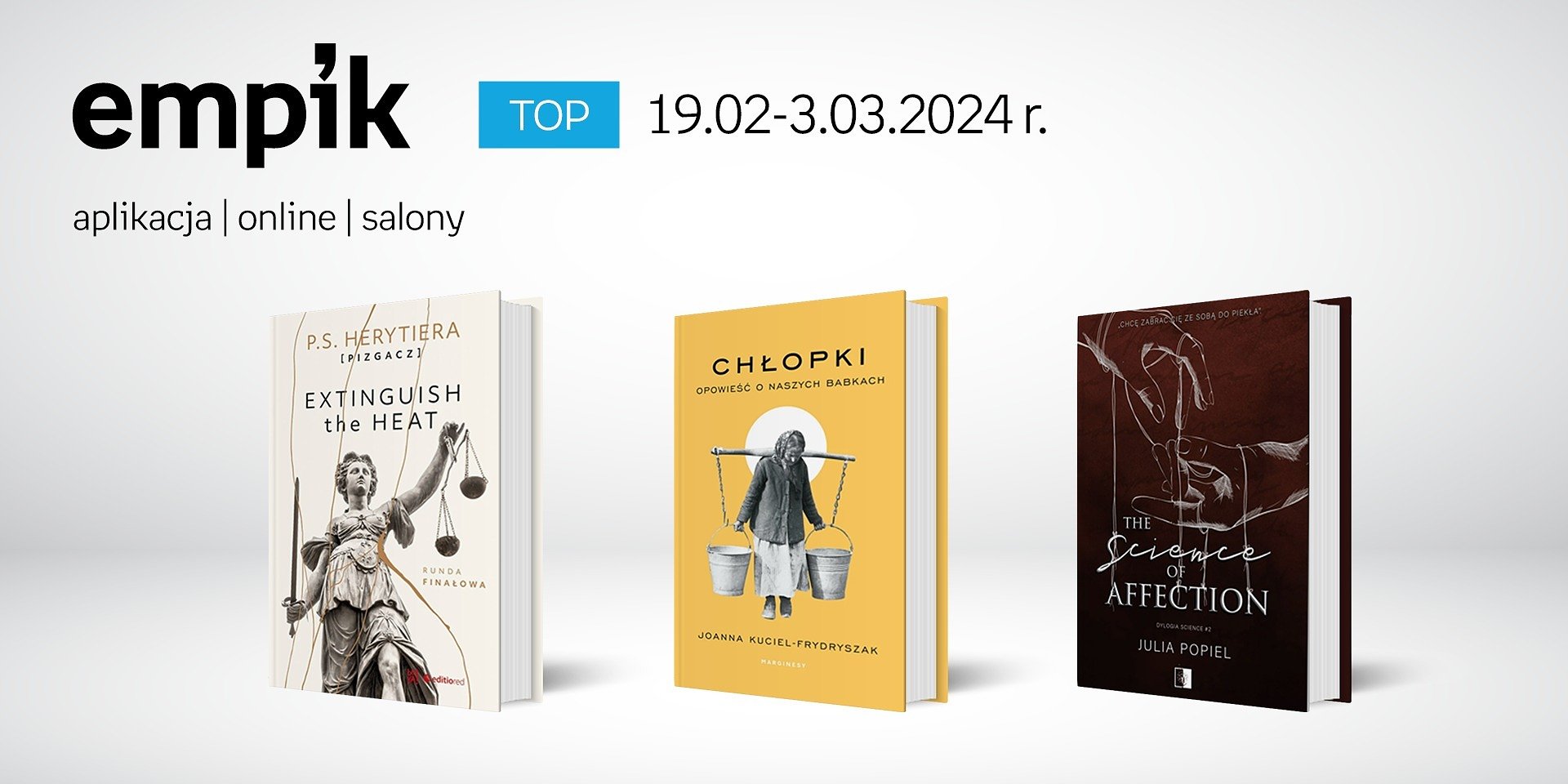 Książkowe listy bestsellerów w Empiku za okres 19.02-03.03.2024 r.